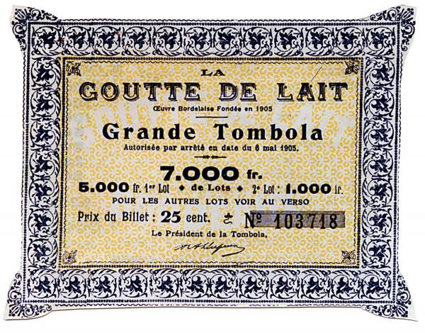 Photo 4 : Billet de Tombola n°133718, Grande tombola autorisée par arrêté du 6 mai 1905 © Musée national de l’Assurance maladie
